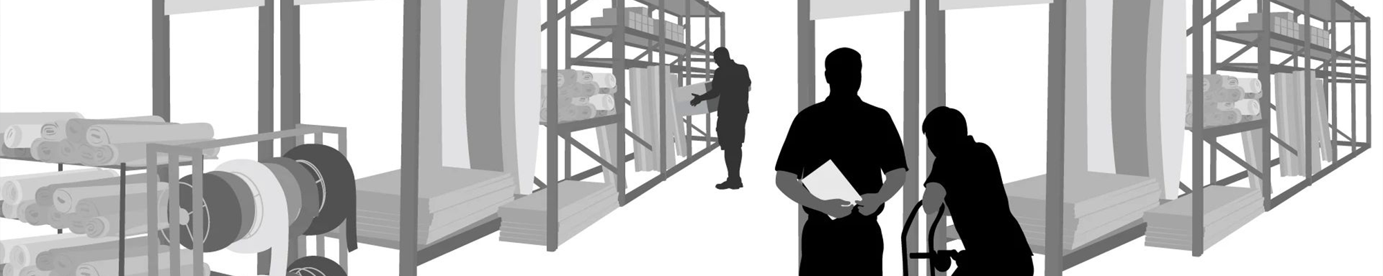 graphic of employees in a warehouse from Floor Fashions of Virginia in the Charlottesville, VA area